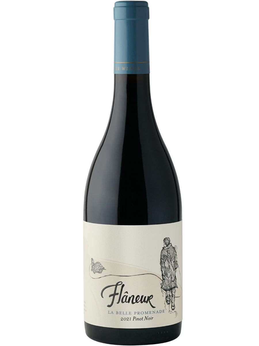 Flâneur Wines' La Belle Promenade Pinot Noir, an estate-grown wine from the Chehalem Mountains AVA, showcasing terroir-driven elegance.
